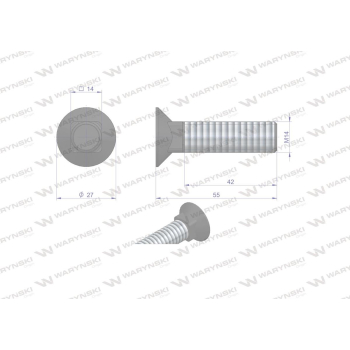 Śruba kpl. płużna podsadzana D 608 M14x55 mm kl.10.9 Waryński-92475