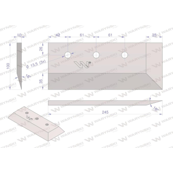 Lemiesz specjalny 100X245 Nóż Zagęszczarka Aglomerator do folii Waryński-92540