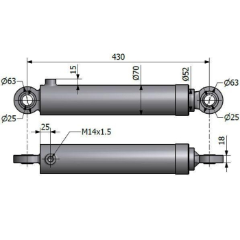 Cylinder hydrauliczny, siłownik pomocniczy jedno wejście Zetor SMN.50.250 70118033 Kraj-9281