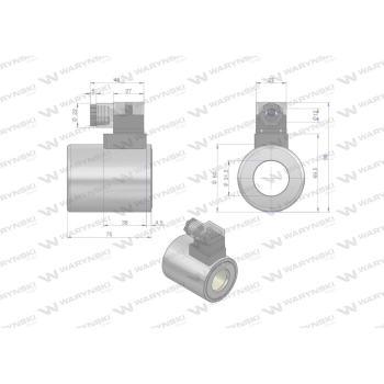 Cewka dzielnika elektrozaworu W-E12DVS6/2-80L. W-E12DVS3/2-80L  24V DC 48W Waryński-92871