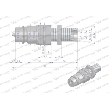 Szybkozłącze hydrauliczne wtyczka long z eliminatorem ciśnienia M18x1.5 gwint zew. EURO (9100818W) (ISO 7241-A) Wary?