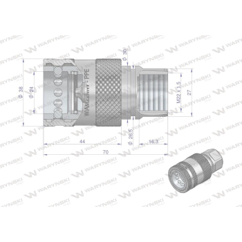 Szybkozłącze hydrauliczne gniazdo z eliminatorem ciśnienia M22x1.5 gwint wew. EURO PUSH-PULL (ISO 7241-A) Waryński-9