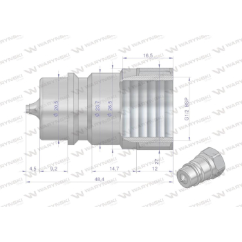 Szybkozłącze hydrauliczne wtyczka z eliminatorem ciśnienia G1/2