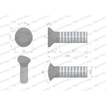 Śruba kpl. redliczkowa półokrągła M10x35 mm kl. 8.8 Waryński-93261