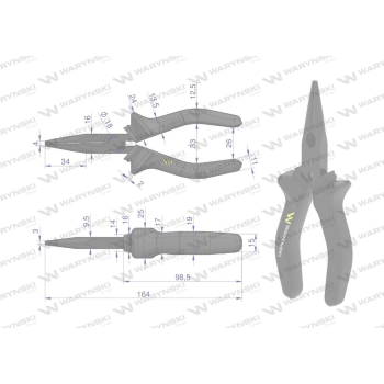 Szczypce wydłużone proste 160 mm Waryński-93294