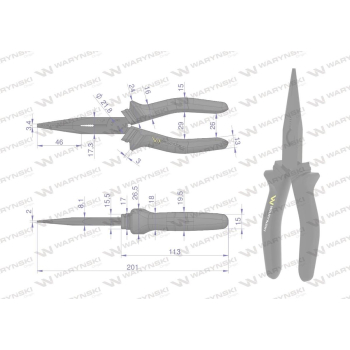 Szczypce wydłużone proste 200 mm Waryński-93297