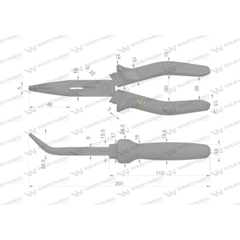 Szczypce wydłużone wygięte 200 mm Waryński-93309