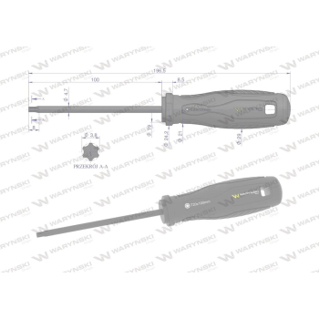 Wkrętak T20. 100 mm. stal SVCM. Waryński-93419