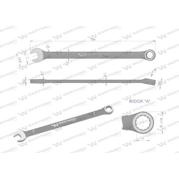 Klucz płasko-oczkowy 7 mm CrV standard ASME B107-2010 Waryński-94218