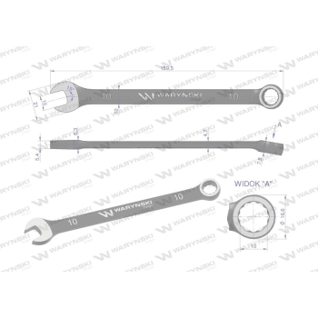 Klucz płasko-oczkowy 10 mm. CrV standard ASME B107-2010 Waryński-94226
