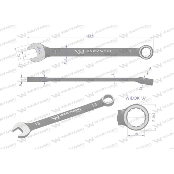 Klucz płasko-oczkowy 13 mm. CrV  standard ASME B107-2010 Waryński-94236