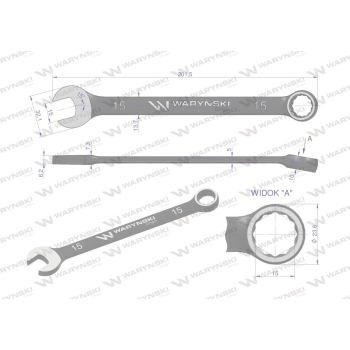 Klucz płasko-oczkowy 15 mm. CrV  standard ASME B107-2010 Waryński-94242