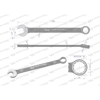 Klucz płasko-oczkowy 20 mm CrV standard ASME B107-2010 Waryński-94257