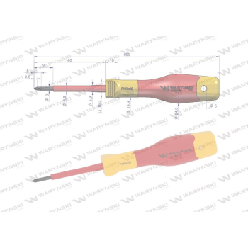 Wkrętak PH0 60 mm izolowany VDE stal S2 Waryński-94317