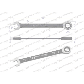 Klucz płasko-oczkowy 10 mm z grzechotką 72 zęby standard ASME B107-2010 Waryński-94580