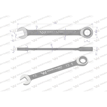 Klucz płasko-oczkowy 13 mm z grzechotką 72 zęby standard ASME B107-2010 Waryński-94586