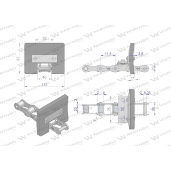 Łańcuch podajnika kłosowego kpl. 31 łopatek 86 x 110 mm zastosowanie Bizon Waryński-94718