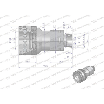 Szybkozłącze hydrauliczne gniazdo M18x1.5 gwint zewnętrzny EURO (9100818G) (ISO 7241-A) Waryński (opakowanie 50szt)-