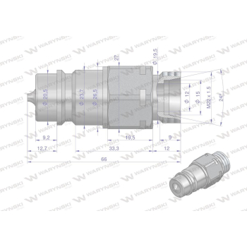 Szybkozłącze hydrauliczne wtyczka M22x1.5 gwint zewnętrzny EURO (9100822W) (ISO 7241-A) Waryński (opakowanie 50szt)-