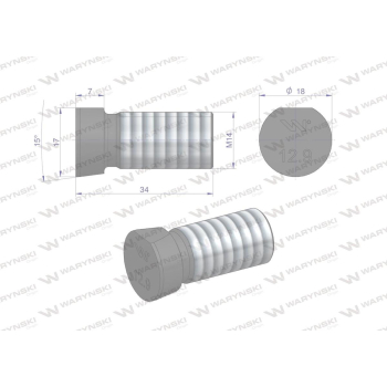 Śruba kpl. płużna oval z jednej strony ścięta M14x34 mm kl.12.9 zastosowanie Kverneland Waryński M14X34OV1-94972
