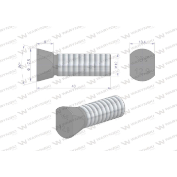 Śruba kpl. płużna oval z dwóch stron ścięta M12x40 mm kl.12.9 zastosowanie Vogel & Noot Waryński M12X40OV2VN-9500