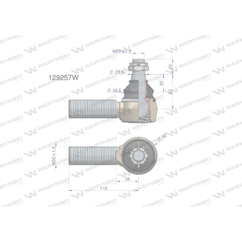 Przegub kierowniczy M30x1.5 129257 WARYŃSKI-95107