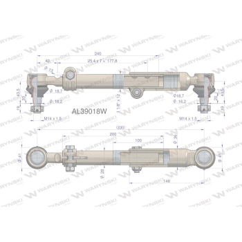 Drążek kierowniczy 330mm AL39018 WARYŃSKI-95138