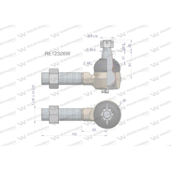 Przegub kierowniczy 153mm - 1 1/8