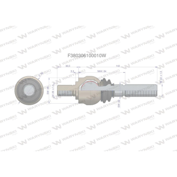 Przegub kierowniczy 180,5 mm - M20x1,5 ; M22x1,5 F380306100010 WARYŃSKI-95169