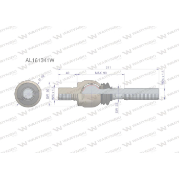 Przegub kierowniczy 211mm - M26x1,5 ; M24x1,5 AL161341 WARYŃSKI-95210