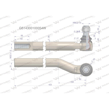 Przegub kierowniczy prawy M22x1.5 G514300100054 WARYŃSKI-95249