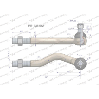 Przegub kierowniczy prawy 367mm - 1 1/4