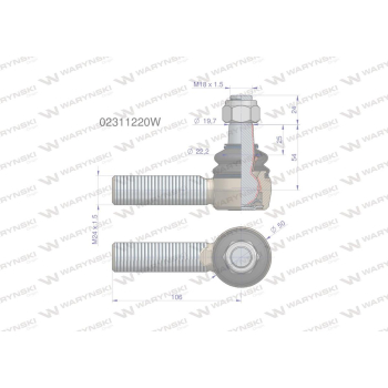 Przegub kierowniczy 106mm - M24x1,5 02311220 WARYŃSKI-95417