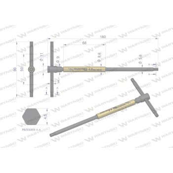 Klucz T ze spinnerem HEX 4.5 mm Waryński-95735