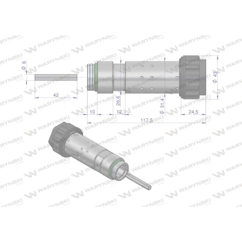 Trzpień cewki do elektrozaworów W-E12DVS6/2-80L  Waryński-95747