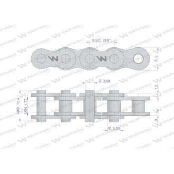 Łańcuch rolkowy wzmocniony 06A-1 ANSI A 35 06C-1 (R1 3/8) 2.5 m Waryński-96029