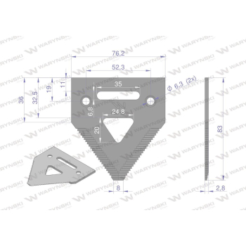 Nóż żniwny 83x76x3mm otwór 6.5 zastosowanie H207929 Schumacher WARYŃSKI-96051