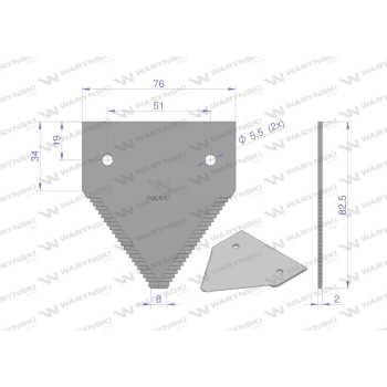Nóż żniwny 80x76x2mm otwór 5.5 zastosowanie 206236M1 Massey Ferguson WARYŃSKI-96115