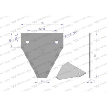 Nóż żniwny 80x76x2mm otwór 5.5 zastosowanie 417800220 1650333 Deutz-Fahr WARYŃSKI-96181