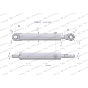 Cylinder hydrauliczny - siłownik dwustronny CJ2F80/45/500 Waryński-96317