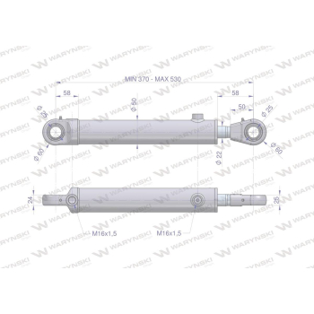 Cylinder hydrauliczny - siłownik dwustronny  CJ2F-40/22/160 Waryński-96330