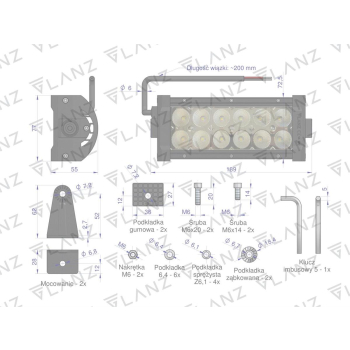 Lampa robocza prostokątna 36W 12 LED GLANZ-96457