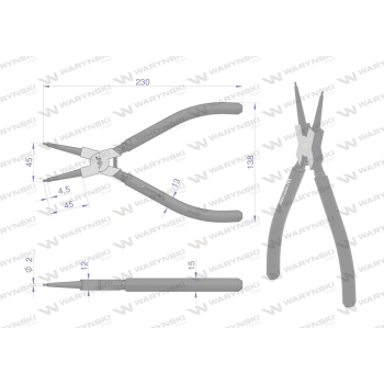 Szczypce do pierścieni osadczych 240 mm wewnętrzne proste Waryński-96513