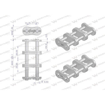 Zamek łańcucha przemysłowego Z20AH-3 ANSI A 100H  Waryński-96784