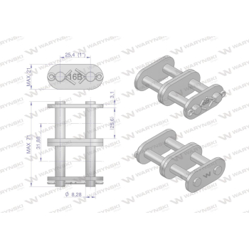 Zamek łańcucha prosta płytka Z16B-2  Waryński-96788