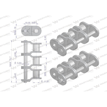 Półogniwo łańcucha wzmocnione P12A-3 ANSI A 60  Waryński-96792