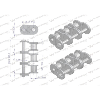 Półogniwo łańcucha wzmocnione P20A-3 ANSI A 100  Waryński-96804