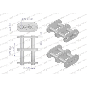Zamek łańcucha prosta płytka Z20B-2   Waryński-96836