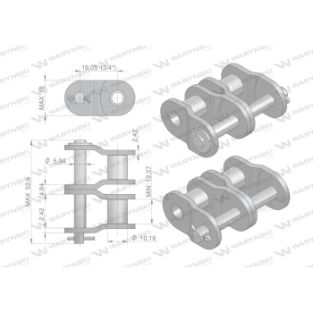 Półogniwo łańcucha wzmocnione P12A-2 ANSI A 60  Waryński-96848