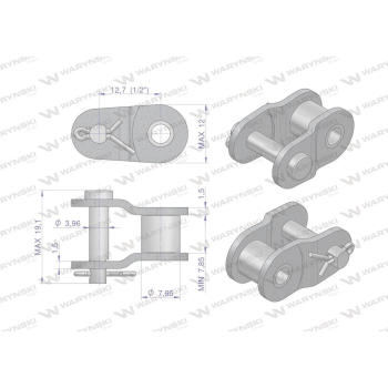 Półogniwo łańcucha wzmocnione P08A-1 ANSI A 40  Waryński-96856